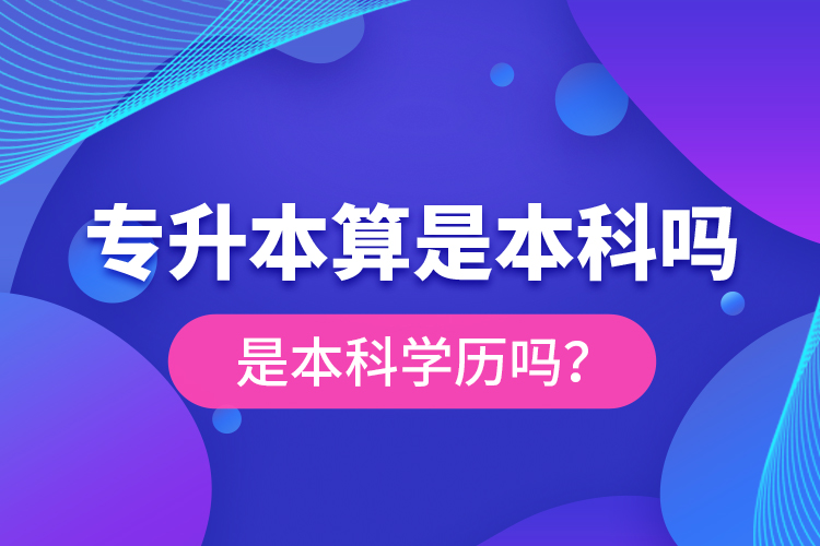 專升本算是本科嗎？是本科學歷嗎？