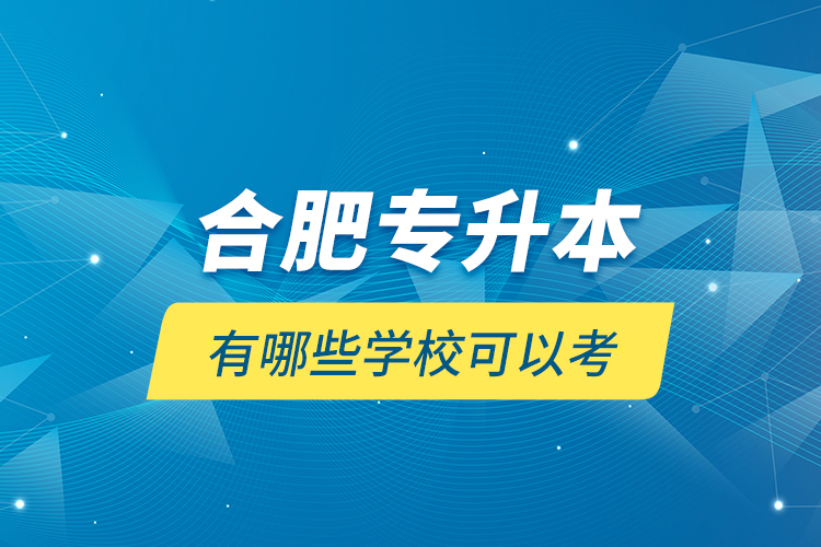 合肥專升本有哪些學(xué)?？梢钥?？