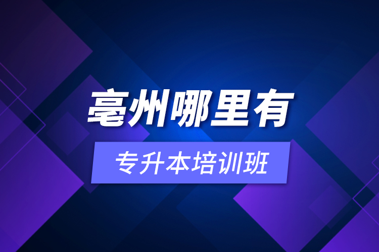 亳州哪里有專升本培訓班？