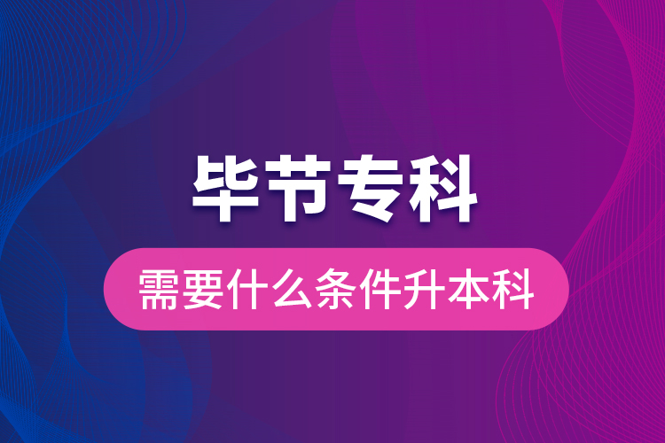 畢節(jié)?？菩枰裁礂l件升本科？